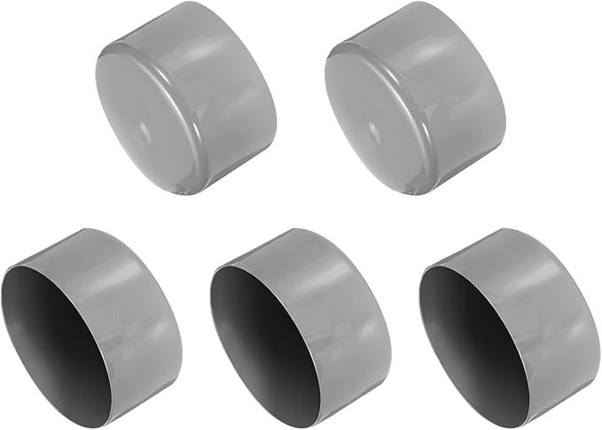uxcell 5pcs Rubber End Caps Protective Caps 75mm ID Vinyl PVC Round Tube Bolt Cap Cover Screw Thread Protectors Light Gray