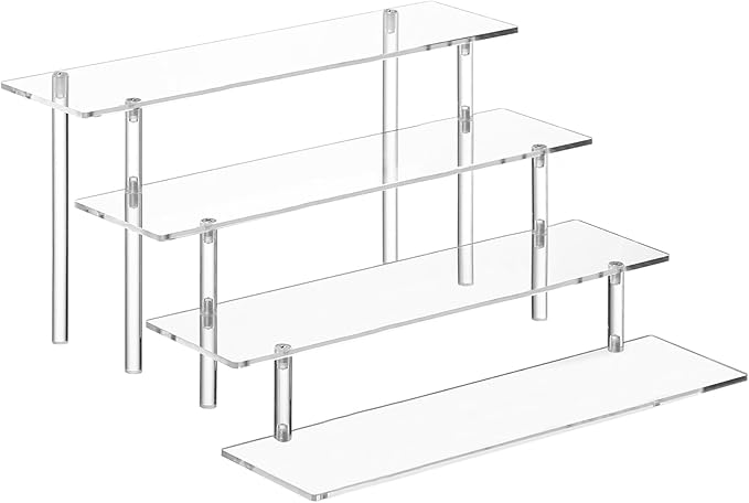 4 Tier Acrylic Perfume Organizer Stand, Clear Display Risers for Perfume, Cologne, Cosmetic, Skincare, Funko POP, Dessert Display, Cupcake Stand Holder