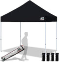 Eurmax USA 8'x8' Pop Up Canopy Tent Commercial Instant Canopies with Heavy Duty Roller Bag,Bonus 4 Sand Weights Bags (Black)