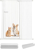 Lumizone Extra Tall Cat Gate 55.12" High Pressure Mounted Extra Wide 2025 New (17 Sizes) 1.37" Gap No Drilling Auto-Close One-Handed Operation Tall Pet Gate for Dogs(White, 55.12" H x 46.65"-50.97" W)