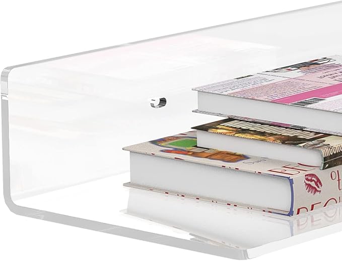 Acrylic Wall Shelves 36 24 12 Inches, Clear Floating Shelf for Wall, Wall Mounted Display Shelves for Plants, Radio, Funko Pop, Stuffed Animal, Books, Clock, Cosmetics, Toiletries