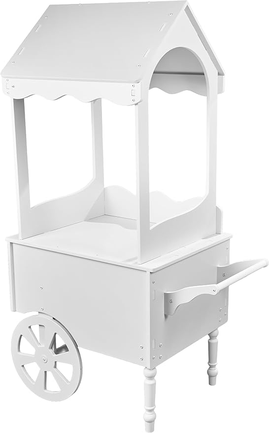 Vintage Candy Cart with Wheels for Party - Dessert Cart with wheels and Handle Bar for easy movement - 67" H' X 26" L' X 22" W' - PVC Treat Cart for Parties, Weddings and Birthday - Easy Assembly