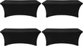 Spandex Table Cover 4 Pack 6FT Black Fitted Tablecloths,Washable Wrinkle Resistant Stretch Table Cloth Rectangle for Vendor Booth Display Items,Party Supplies for Adults,Wedding Decorations,Banquet