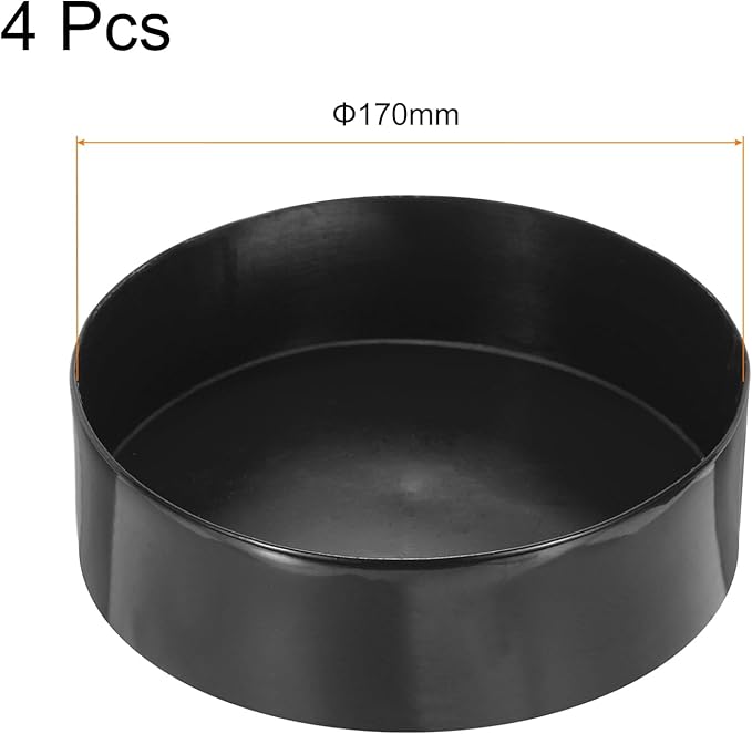 uxcell 4pcs Rubber End Caps 170mm(6 11/16 Inch) ID x 80mm(3 1/8 Inch) H Vinyl Round End Cap Cover Screw Thread Protectors Black