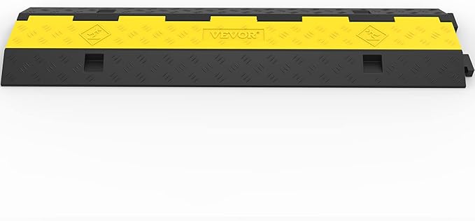 VEVOR 3 PCs Rubber Cable Protector Ramp, 2 Channel, 11000 lbs/axle Capacity Heavy Duty Hose Wire Cover Ramp Driveway, Traffic Speed Bump w/Flip-Open Top Cover, for Indoor&Outdoor