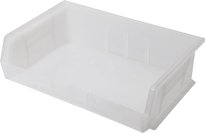 Akro-Mils 30255 AkroBins Plastic Storage Bins, Space-Saving Stackable Bins for Garage, Pantry, Craft Organization, 11-" x 16-" x 5-", Clear, 6-Pack