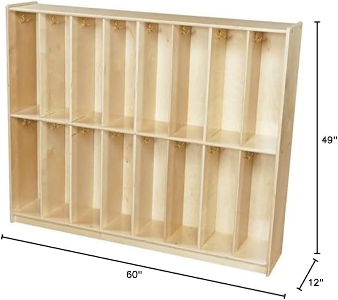 Contender 16-Section Classroom Coat Locker & Backpack Hanger, Daycare Cubby Coat Rack, Cubicle Coat Hanger for Office, School, Kindergarten, Montessorri