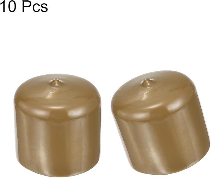 uxcell 10pcs Rubber End Caps 46mm ID Vinyl Round End Cap Cover Screw Thread Protectors Light Brown