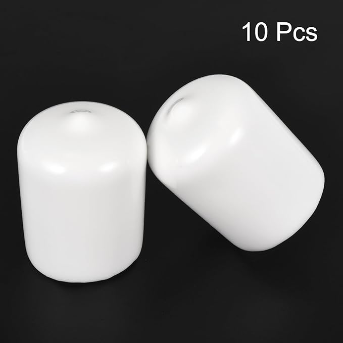 uxcell 10pcs Rubber End Caps 22mm(7/8") ID Vinyl Round End Cap Cover Screw Thread Protectors White