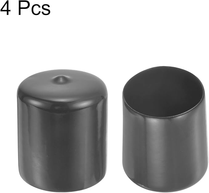 uxcell 4pcs Rubber End Caps 37mm(1 7/16") ID Vinyl Round End Cap Cover Screw Thread Protectors Dark Grey, 30mm Height