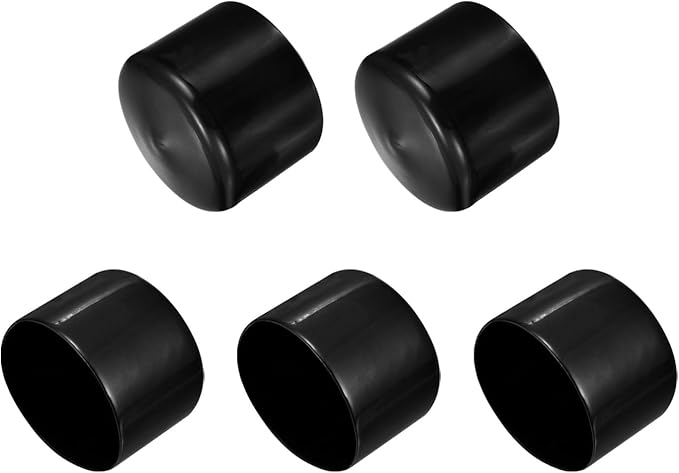 uxcell 5pcs Rubber End Caps 2 3/8"(60mm) ID Vinyl PVC Round Tube Bolt Cap Cover Screw Thread Protectors Black