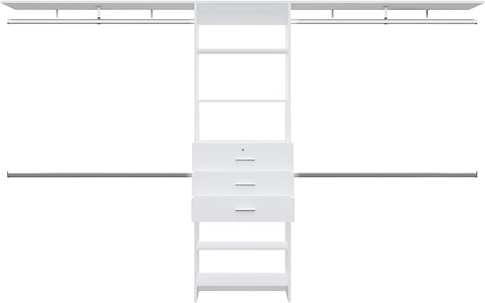 5 Shelf 3 Drawer Closet System for Versatile Storage in Closets, Garages, or Utility Rooms