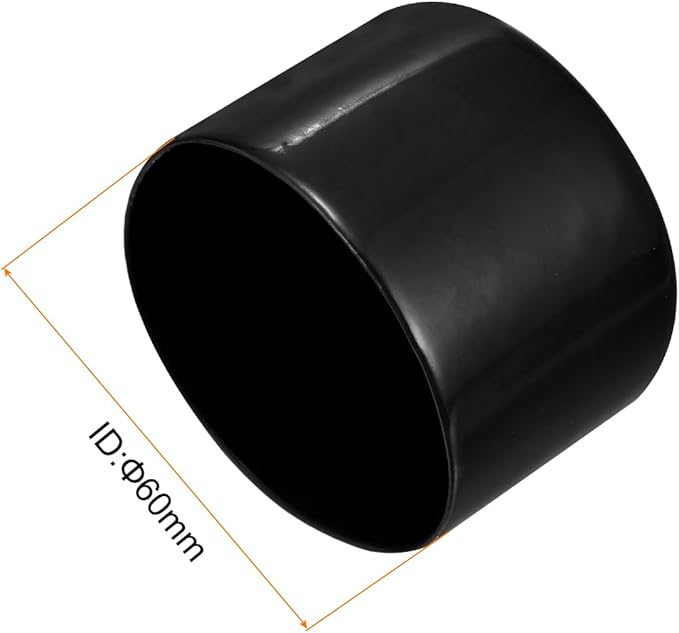 uxcell 5pcs Rubber End Caps 2 3/8"(60mm) ID Vinyl PVC Round Tube Bolt Cap Cover Screw Thread Protectors Black