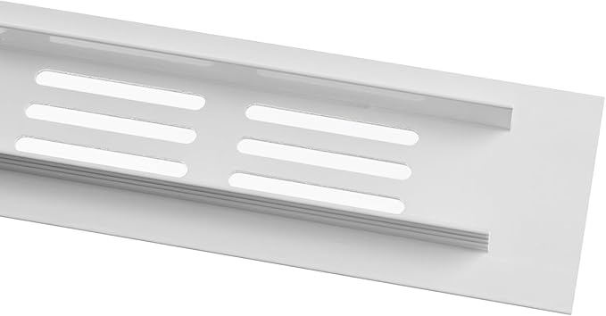 Vent Systems 19.69 x 1.57 (Outer Size) Rectangular Door Vent - White Aluminum Vent Cover Toe Kick Vent Cover - HVAC for Home Cabinet Vent - Intake/Exhaust Door Return Air Vent