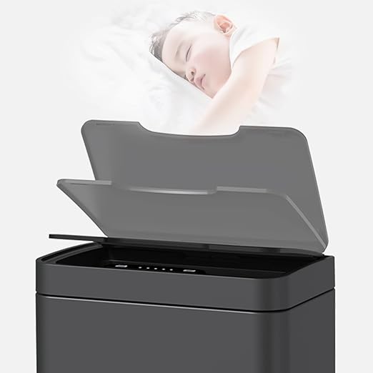 Mbillion Automatic Touchless 15 Gallon Motion Sensor Trash Can Stainless Steel Smart Trash Cans with Lid Rectangular Garbage Can for Kitchen Bedroom Home Offic Brushed Grey