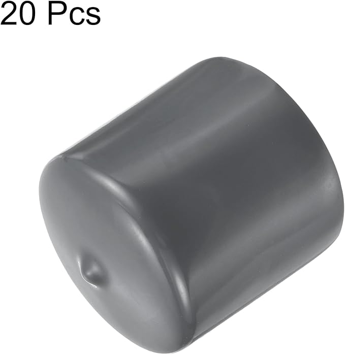 uxcell 20pcs Rubber End Caps 42mm ID Vinyl Round Tube Bolt Cap Cover Thread Protectors Dark Grey