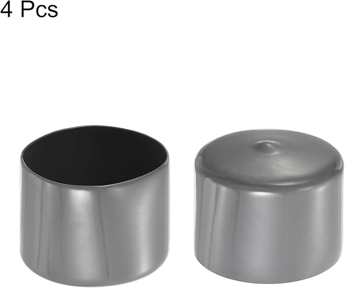 uxcell 4pcs Rubber End Caps 56mm ID Vinyl Round End Cap Cover Screw Thread Protectors Dark Grey, 40mm Height