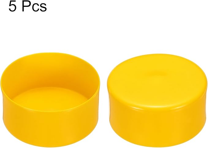 uxcell 5pcs Rubber End Caps 100mm(4 Inch) ID Vinyl PVC Round Tube Bolt Cap Cover Screw Thread Protectors Yellow