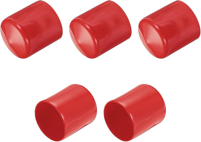 uxcell 5pcs Rubber End Caps 37mm ID Vinyl Round Tube Bolt Cap Cover Screw Thread Protectors Red