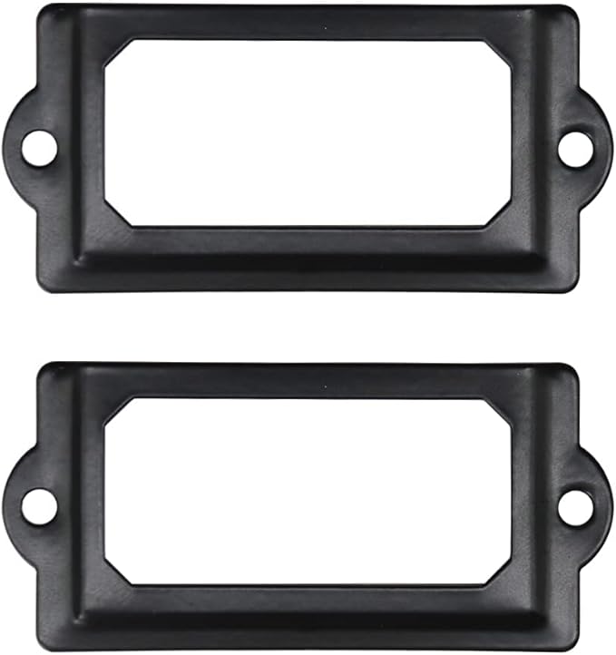 32pcs Black Metal Label Holders Office Library File Drawer Cabinet Card Tag Label Holder Metal Frame 70mm x 33mm