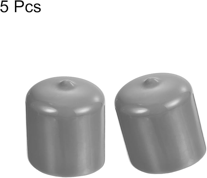 uxcell 5pcs Rubber End Caps Protective Caps 31mm ID Vinyl PVC Round Tube Bolt Cap Cover Screw Thread Protectors Light Gray