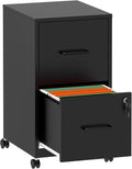 2 Drawer File Cabinet with Lock,Small Rolling Metal Office Storage Mobile Filing Cabinet with Wheels Under Desk,Vertical Locking File Cabinets for Home Office,Required Assembly,White