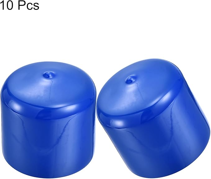 uxcell 10pcs Rubber End Caps 50mm(2") ID Vinyl Round End Cap Cover Screw Thread Protectors Blue