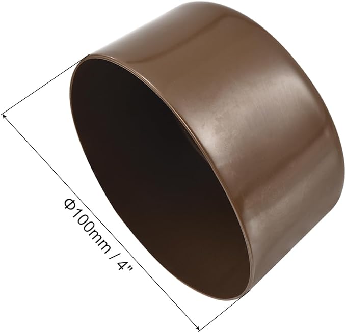 uxcell 4pcs Rubber End Caps 100mm(4 Inch) ID Vinyl Round Tube Bolt Cap Cover Screw Thread Protectors Brown, 50mm Height