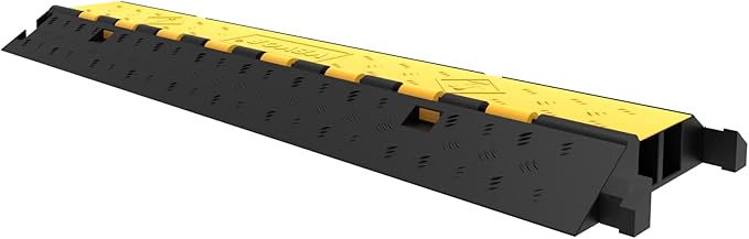 VEVOR 5 Pack Rubber Cable Protector Ramp 2 Channel Heavy Duty 66,000 lbs Load Capacity Cable Wire Cord Cover Ramp Speed Bump Driveway Hose Cable Ramp Protective Cover (2-Channel, 5 Pack-66,000 lbs)