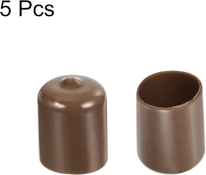 uxcell 5pcs Rubber End Caps 22mm(7/8") ID Vinyl PVC Round Tube Bolt Cap Cover Screw Thread Protectors Brown