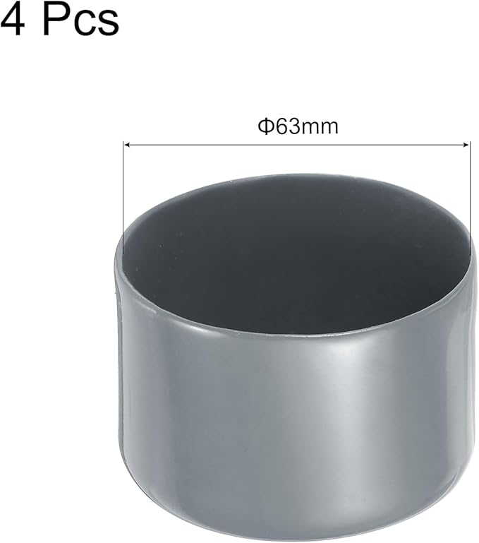 uxcell 4pcs Rubber End Caps 63mm(2 1/2 Inch) ID x 40mm(1 9/16 Inch) H Vinyl Round End Cap Cover Screw Thread Protectors Light Gray, 40mm Height