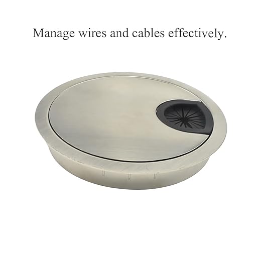 HAHIYO 1Pcs 3.15Inch/80mm Brushed Silver Zinc Alloy Desk Grommet Wire Grommet Cable Management Cord Hole Cover Desk Wire Hole Insert Wire Organizer for Computer Office Home School Equipment Systems