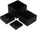 Acrylic Cube Display Boxes Pedestals, Black Platform with Hollow One Open Side, Stackable Nesting Risers Stands Shelf for Collectibles