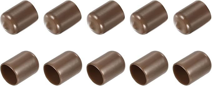 uxcell 10pcs Rubber End Caps 15mm(5/8") ID Vinyl Round End Cap Cover Screw Thread Protectors Brown