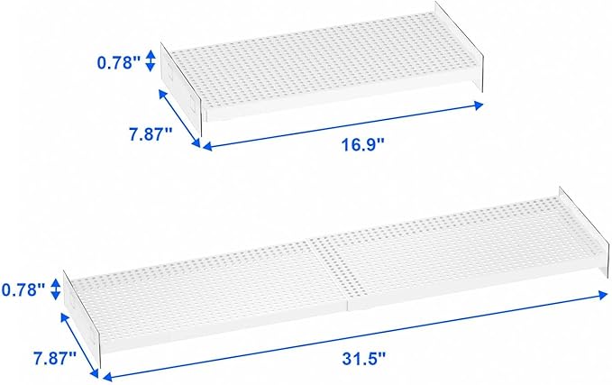 Closet Organizer Tension Shelves Expandable Cabinet Storage Shelving Rack Heavy Duty Metal DIY Divider for Cabinet Wardrobe Cupboard Pantry Kitchen Bedroom,White,2packs