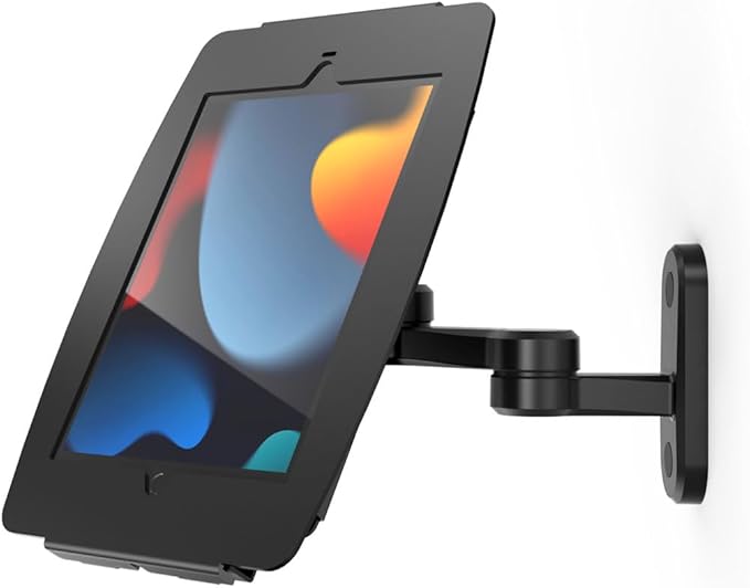 Compulocks iPad 10.2" Space Enclosure Swing Wall Mount Black iPad Wall Holder Versatile Display, Ideal for Office, Retail, and Commercial Use