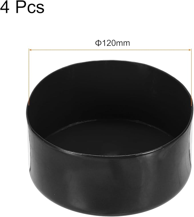 uxcell 4pcs Rubber End Caps 120mm(4 3/4 Inch) ID x 80mm(3 1/8 Inch) H Vinyl Round End Cap Cover Screw Thread Protectors Black
