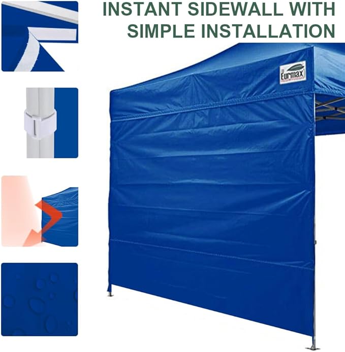 Eurmax USA Instant Canopy SunWall 10FT Pop Up Canopy Wall Sidewall with Horizontal Strap ONLY,1 Pack Sidewall(Royal Blue)