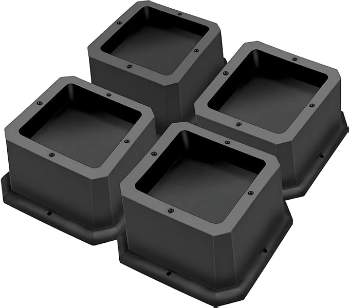 Bed Riser/Furniture Lift Bed/Bed risers/Furniture Lifter/Table risers/Frame Risers Create Under Bed Storage Heavy Duty for Furniture Height Adjustment (Black 4 Pack, 2 Inch)