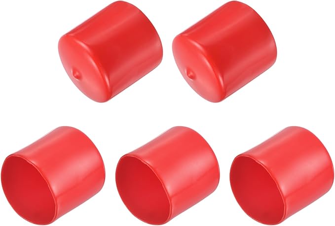 uxcell 5pcs Rubber End Caps 1 3/4"(44mm) ID Vinyl PVC Round Tube Bolt Cap Cover Screw Thread Protectors Red