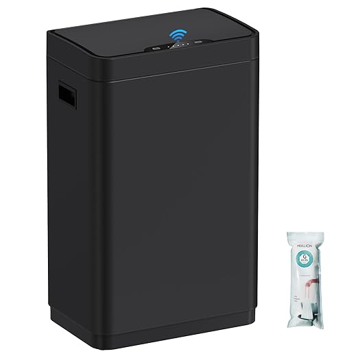 Mbillion Automatic Touchless 21 Gallon Motion Sensor Trash Can Stainless Steel Smart Trash Cans with Lid Rectangular Garbage Can for Kitchen Bedroom Home Office Black