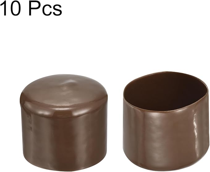 uxcell 10pcs Rubber End Caps 53mm(2 1/16") ID Vinyl Round End Cap Cover Screw Thread Protectors Brown