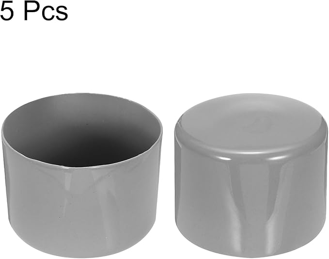 uxcell 5pcs Rubber End Caps 65mm(2.6 Inch) ID Vinyl PVC Round Tube Bolt Cap Cover Screw Thread Protectors Light Gray
