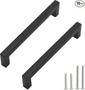 Cabinet Pulls Matte Black Cabinet Handles Square Drawer Pulls, 10 Pack 7-1/2 Inch Stainless Steel Kitchen Door Cupboard Cabinet Handles, Drawer Hardware Handles, 192mm Hole Centers