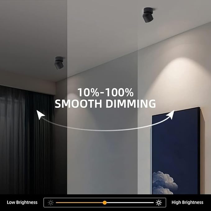 Aisilan LED Ceiling Spot Light Indoor Dimmable 2 Pack, 7W Black Directional Accent Light, Adjustable Modern Spotlight Flush Mount, Warm White CRI 97, for Living Room Bedroom