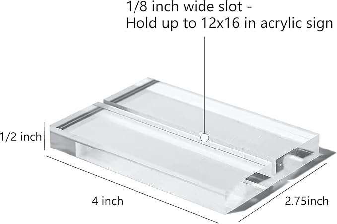 UNIQOOO 4" Clear Acrylic Stand | 4 Pack 3mm Slot Wedding Sign Holders, Perfect for Wedding, Table Number, Exhibition, Office, Restaurant, Business