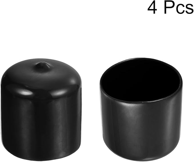 uxcell 4pcs Rubber End Caps 1 1/4"(31mm) ID Vinyl Round End Cap Cover Screw Thread Protectors Black, 30mm Height