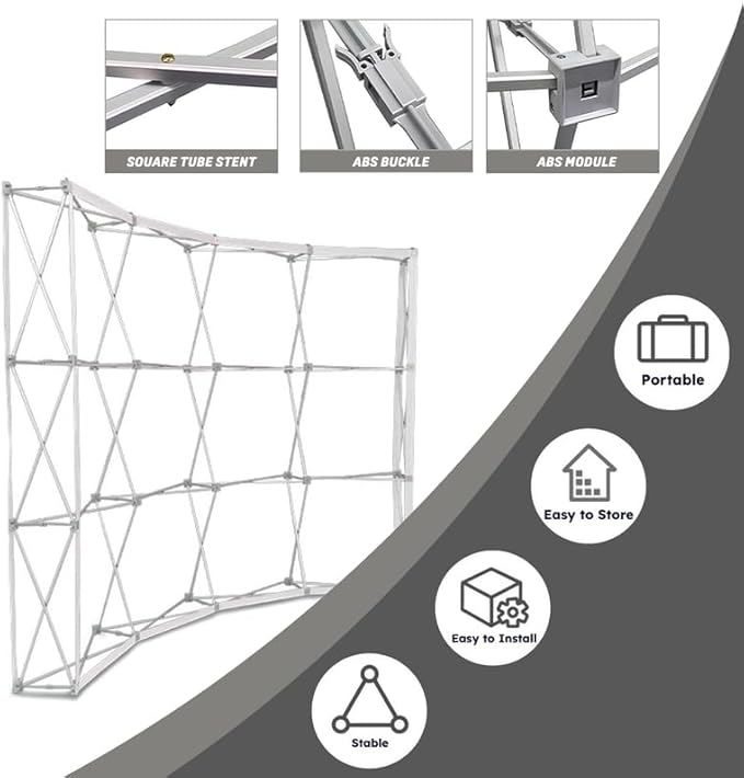 Curved Pop Up Displays 7.5 x 10 FT Trade Show Backdrop Display Custom Banner Tradeshow Booth Tension Fabric Pop Up Backdrop for Business/Campuses/Weddings/Corporate