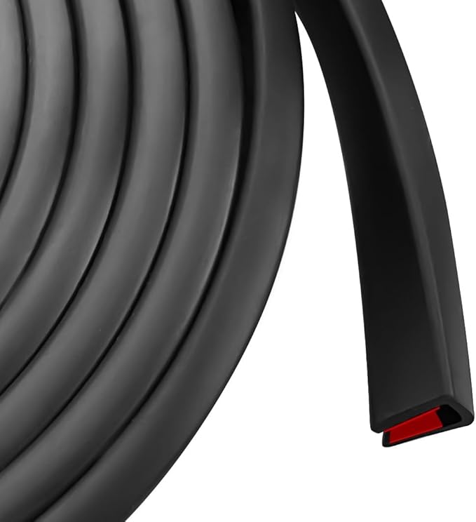 Rubber Edge Trim, Self Adhesive U Channel Edge Trim, U Shaped Trim for Plywood, Glasses, Mirror, Flexiglass, Sharp Edge Parts, Size 1/4" (6mm), Length 20Ft, Black Color, Peel and Stick Plastic Trims