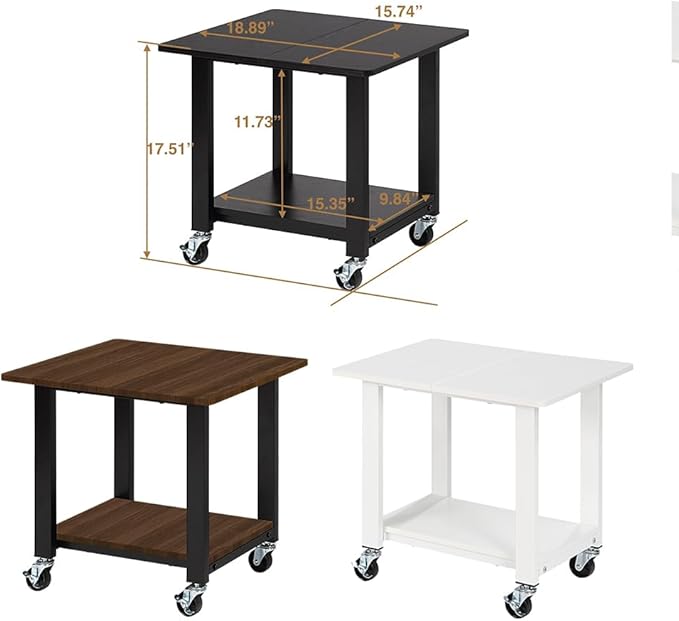 SunnyPoint 2-Tier Under Desk Printer Stand with Storage Shelf and Steel Frame, Industrial Mobile Printer Cart Holder with Lockable Improved Industrial Wheels for Home and Office